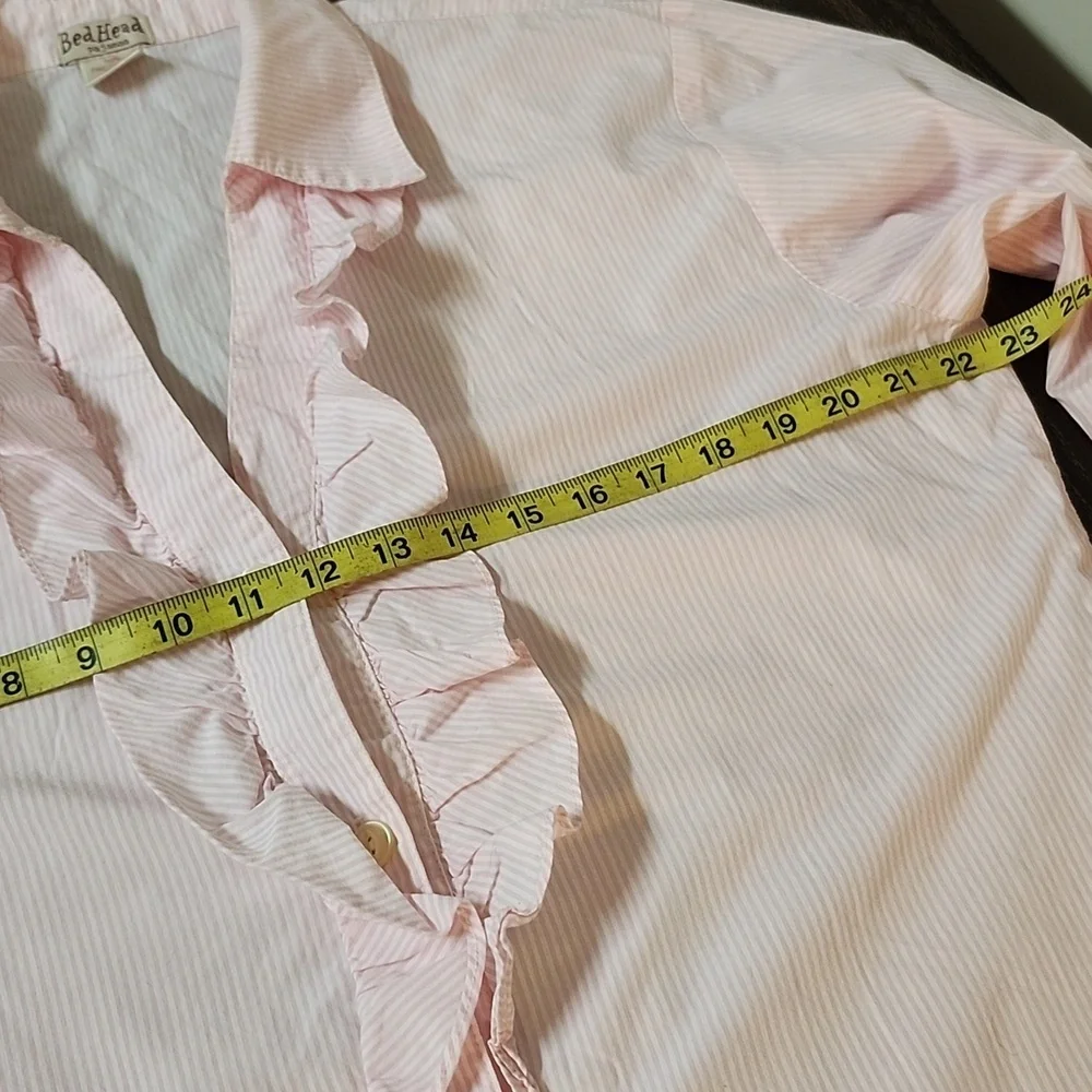 BedHead Classic Night Shirt Fine Cotton Striped Pajamas Large